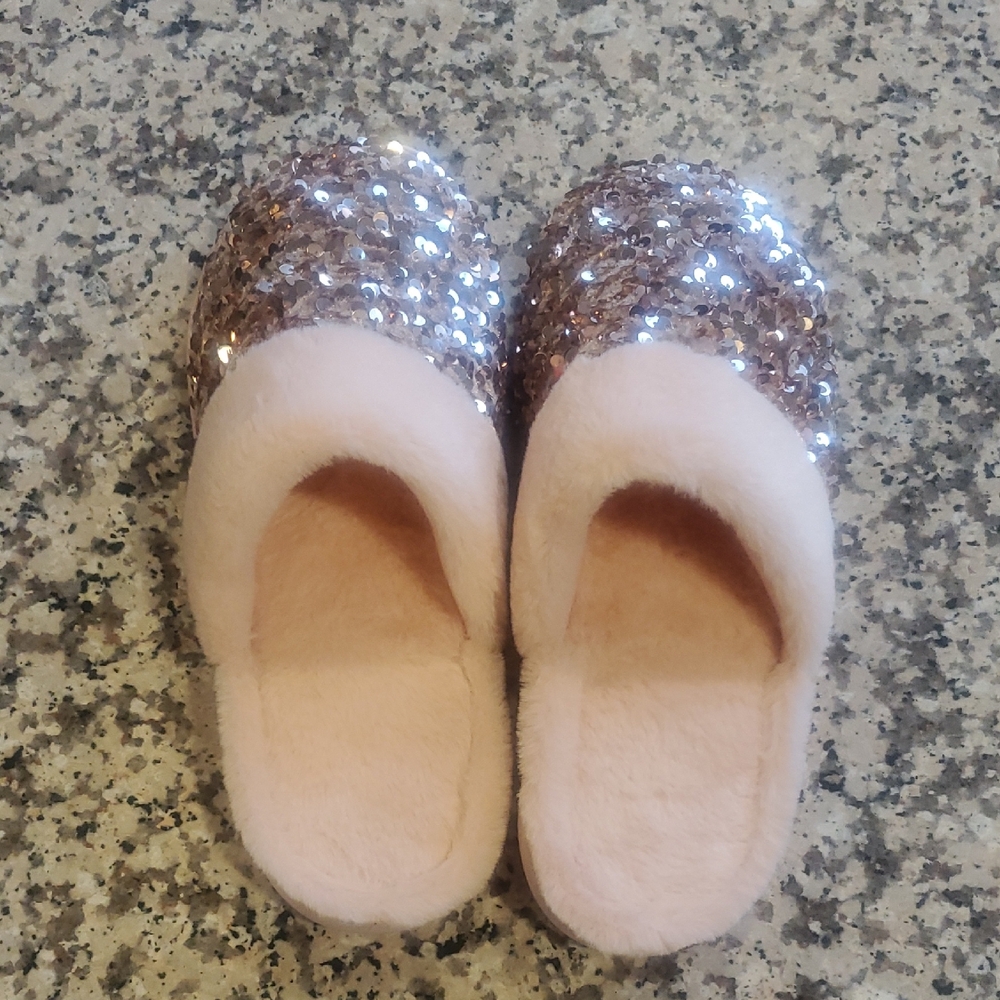 Kensie Pink and Silver Sequin Slippers